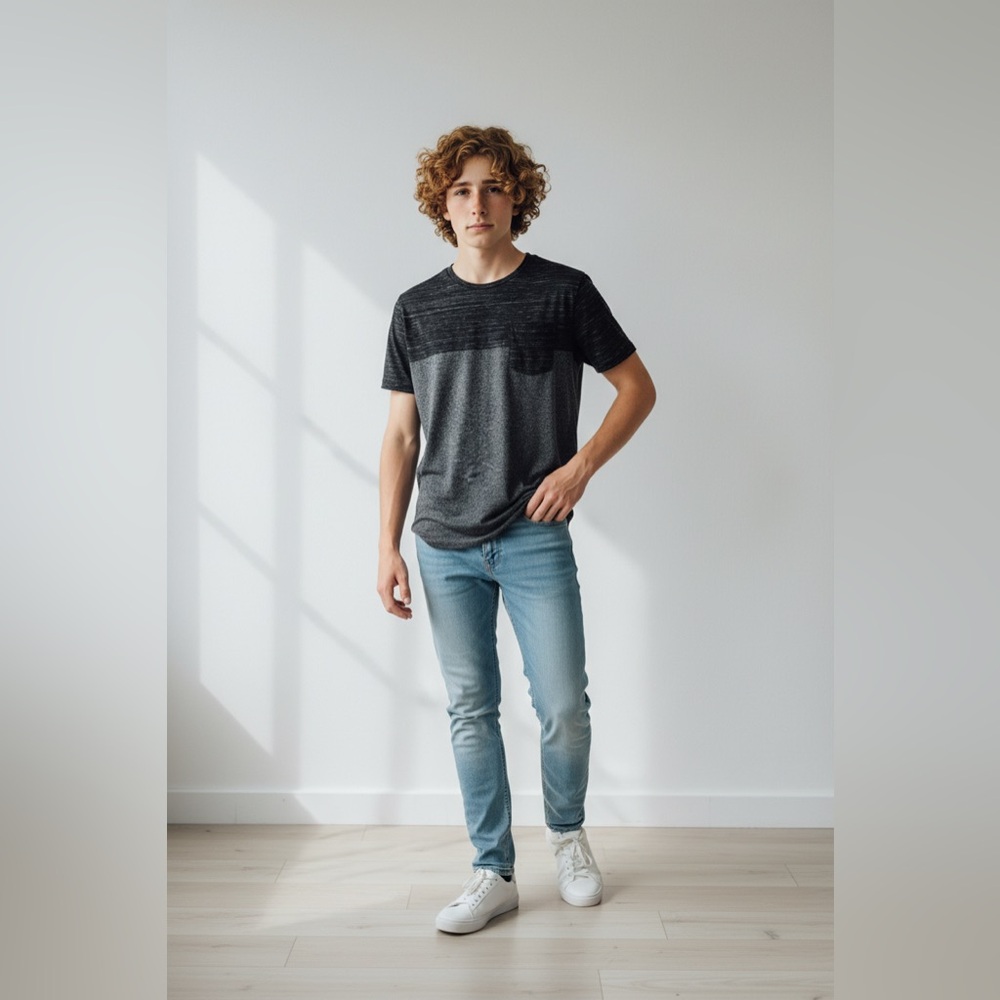 Men's Charcoal and Gray Short Sleeve Tee